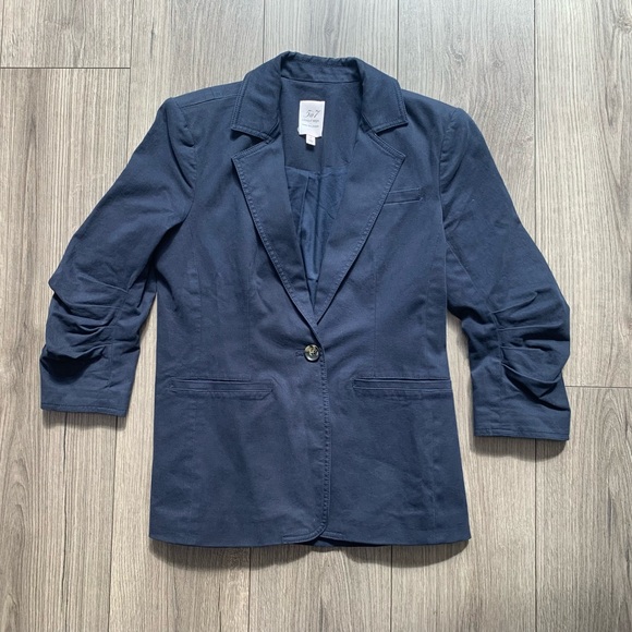 Cinq a Sept Khloe Twill Blazer Ruched Sleeve Blazer Size 2 - Picture 4 of 13